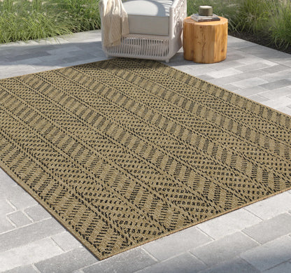 Indoor/Outdoor Flatweave Rug 7'3" x 2'7" - Polypropylene, Stain-Resistant, Easy Clean - Natural and Black