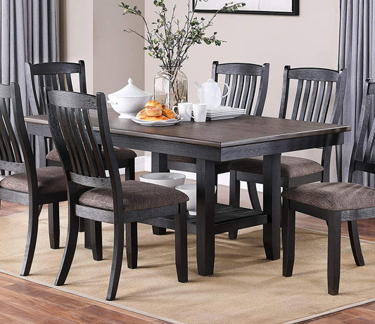 Rubberwood Dining Table With Shelf Finish Dark Coffee