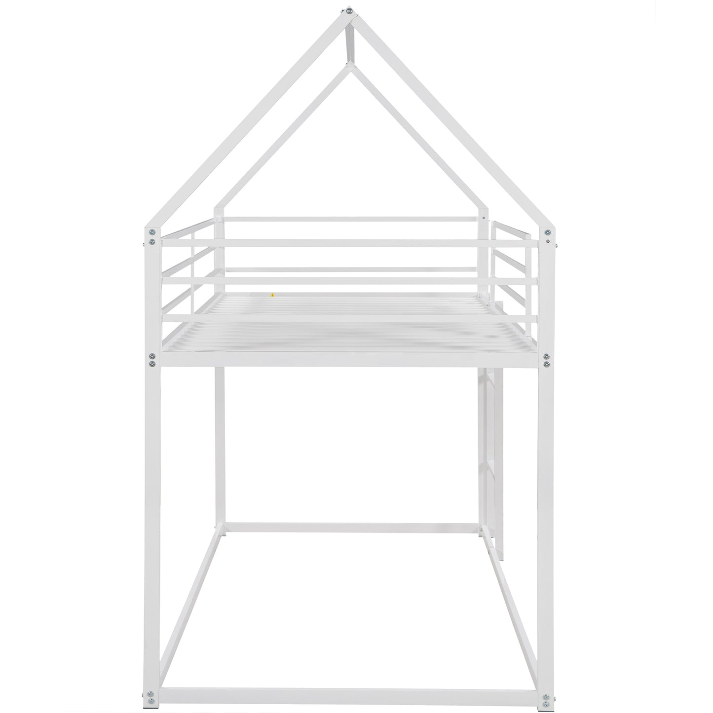 Whimsical Twin House Bunk Bed with Slide and Built-in Ladder in White