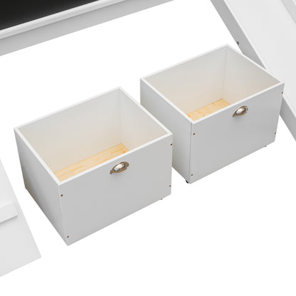 Creative Twin Loft Bed with Climbing Frame and Chalkboard - White