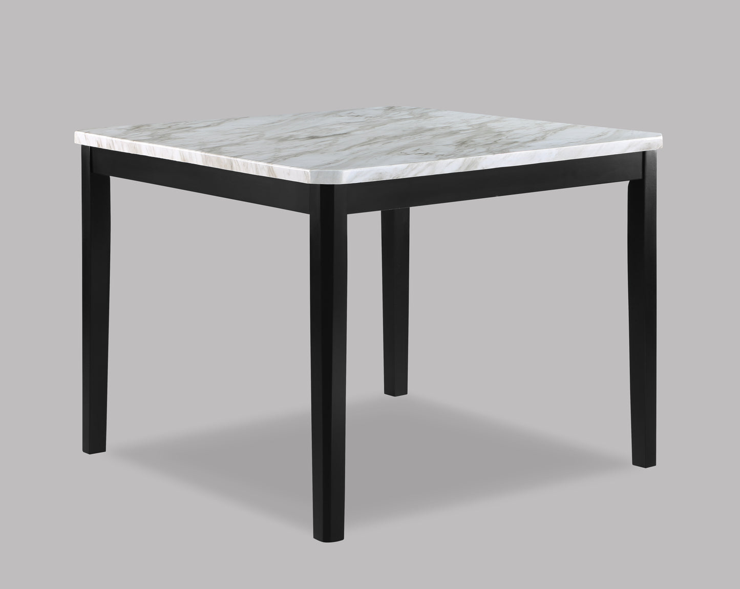 Counterheight Table Faux Marble Top Wood Base 48in Black