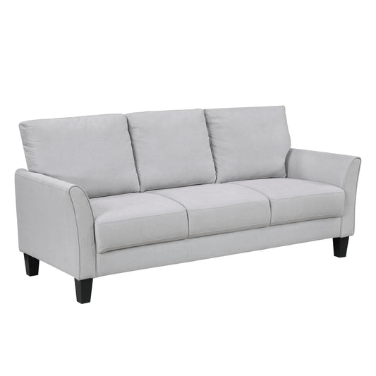 3-Seater Upholstered Sofa with Solid Wood Frame, Foam Cushions, Contemporary Living Room Couch, Gray