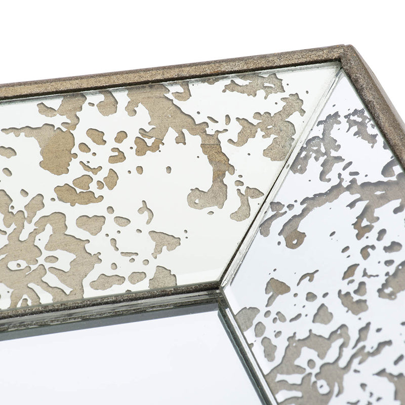 Antique Silver Floral Accented Rectangle Mirror & Versatile Display Tray - 24" x 15"