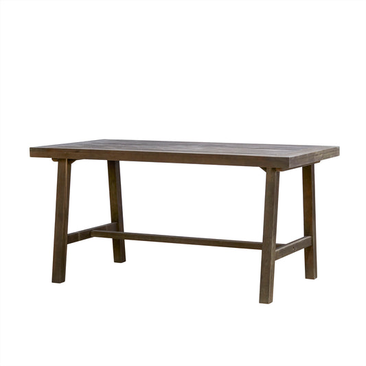 Outdoor Patio Dining Table For Garden And Patio Use Acacia Wood Weather Resistant Coastal Style Gray Wash