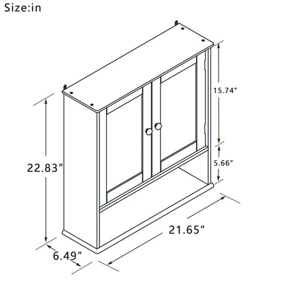 Modern White Bathroom Wall Cabinet with Double Mirror Doors and Adjustable Shelves