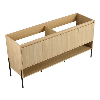 60-Inch Modern Freestanding Bathroom Vanity with 4 Soft-Close Doors - Sink Not Included