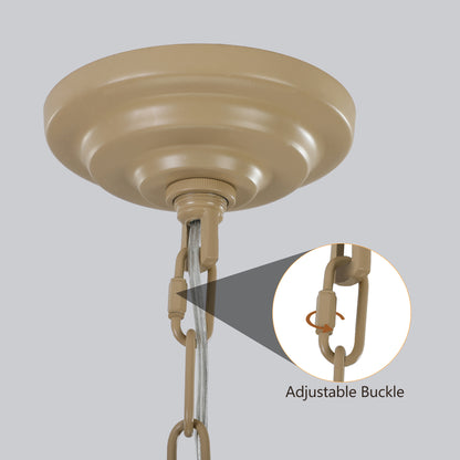 Bohemian Rattan Pendant Light, 19.7-Inch Dia, 4-Tier Chandelier, Adjustable Chain, E12 Bulbs Ready Wood