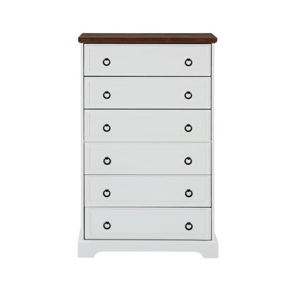 Elegant White 6-Drawer Tall Dresser for Bedroom and Living Room - Spacious Storage Solutions with Smooth Gliding Drawers and Stylish Design