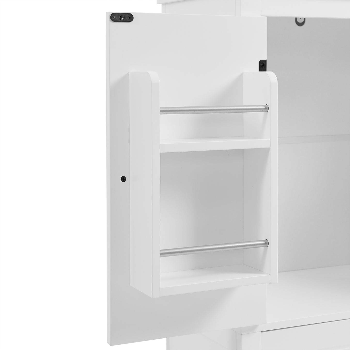 Stylish Freestanding Bathroom Storage Cabinet with 4 Adjustable Shelves, White MDF Unit