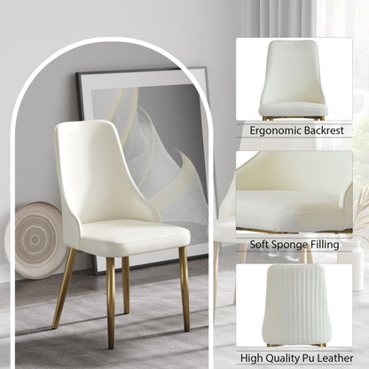 Modern PU sponge-filled dining chair, solid wood metal legs, suitable for restaurants, living rooms and rooms-(Set of 2)