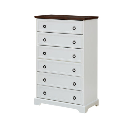 Elegant White 6-Drawer Tall Dresser for Bedroom and Living Room - Spacious Storage Solutions with Smooth Gliding Drawers and Stylish Design
