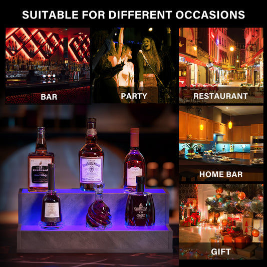 Illuminated 20 Inch Liquor Display Shelf Remote App Control