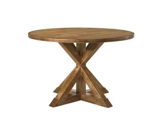 Rustic Dining Table For Family Meals Weathered Oak Finish
