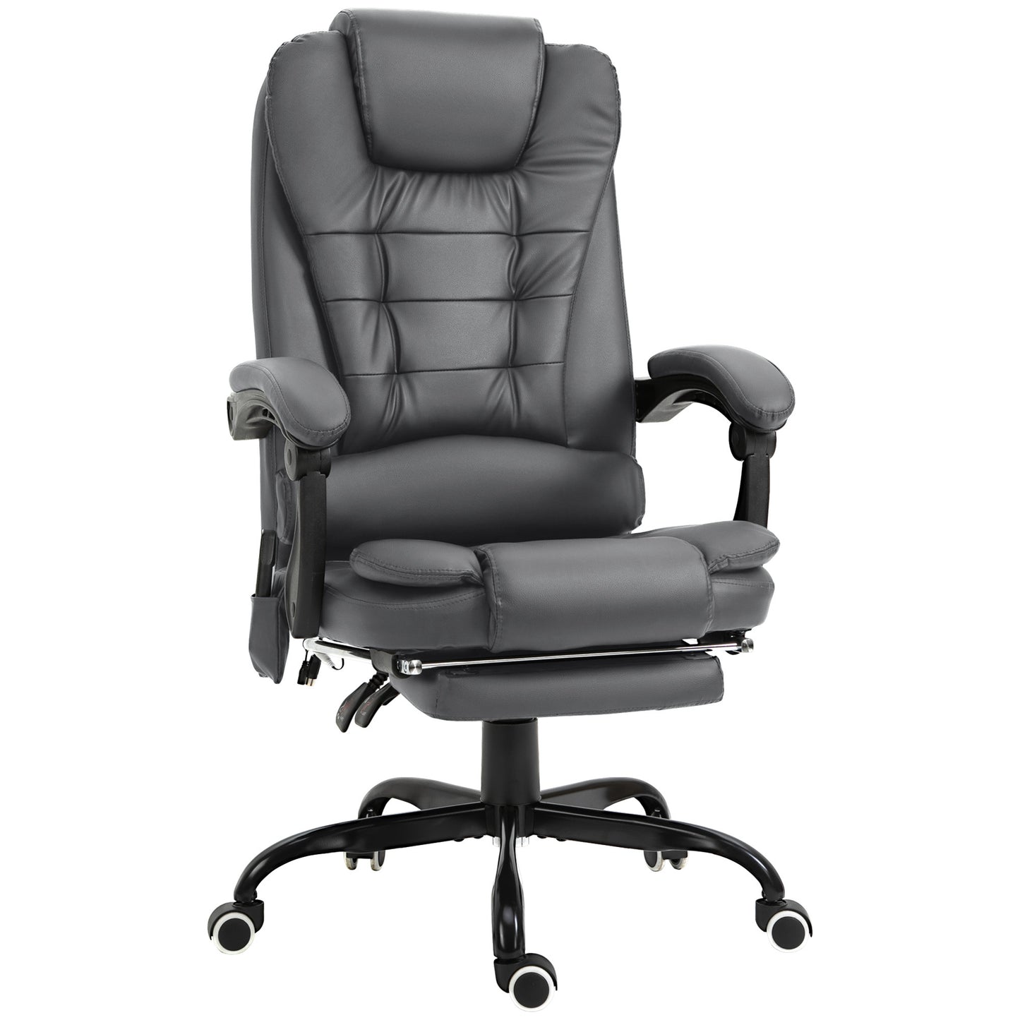 Gray Reclining Office Chair with 7-Point Vibrating Massage and Adjustable Features