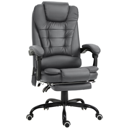Gray Reclining Office Chair with 7-Point Vibrating Massage and Adjustable Features