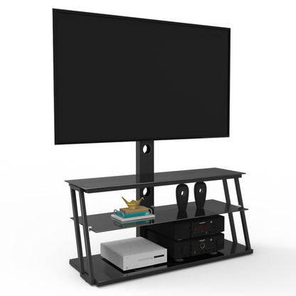 Adjustable Swivel Floor TV Stand for 32-65 in TVs, Tempered Glass, VESA 100x100-600x400 Black