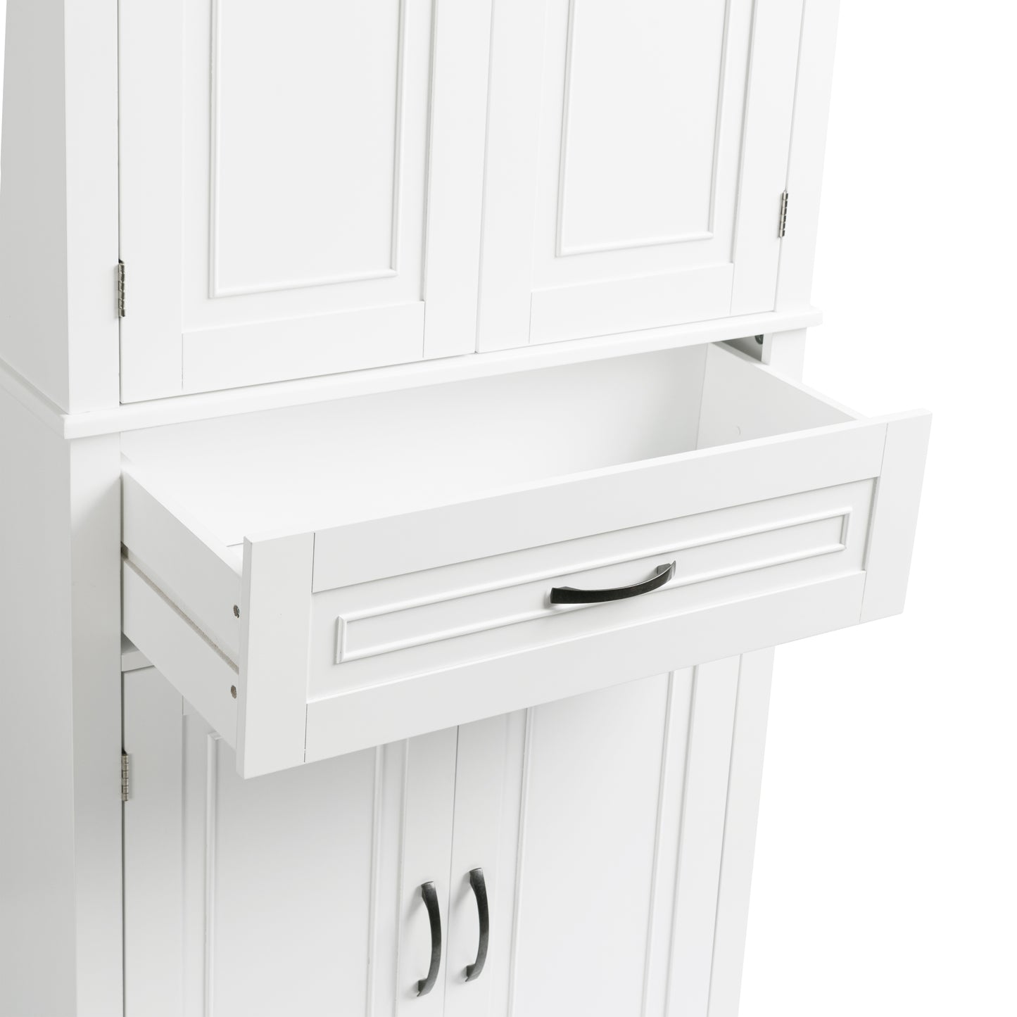 Tall White Bathroom Storage Cabinet with Adjustable Shelf and Drawer, Versatile Multi-Functional Organizer