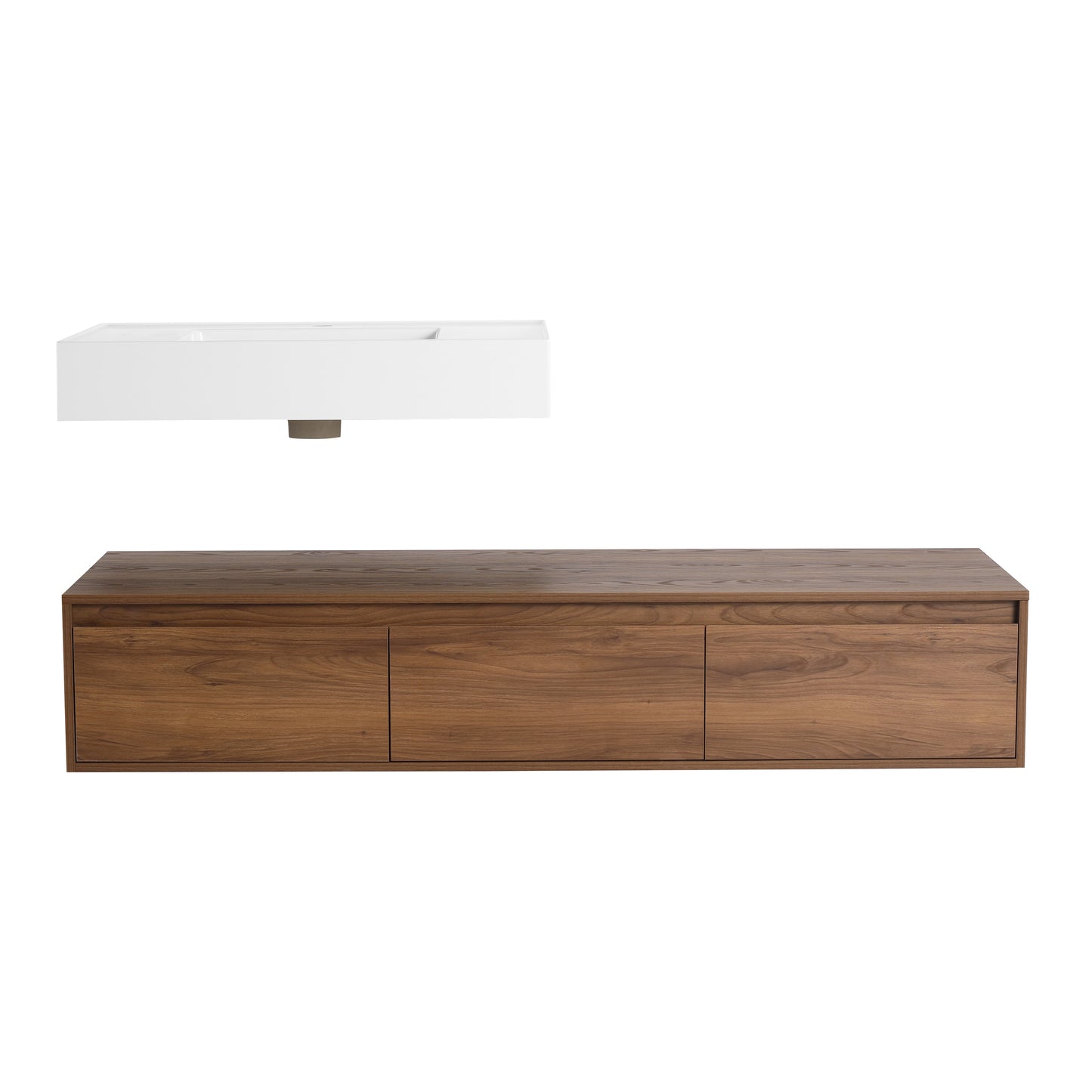 Contemporary 60-Inch Wall-Mounted Bathroom Vanity with Resin Sink and Soft-Close Drawers