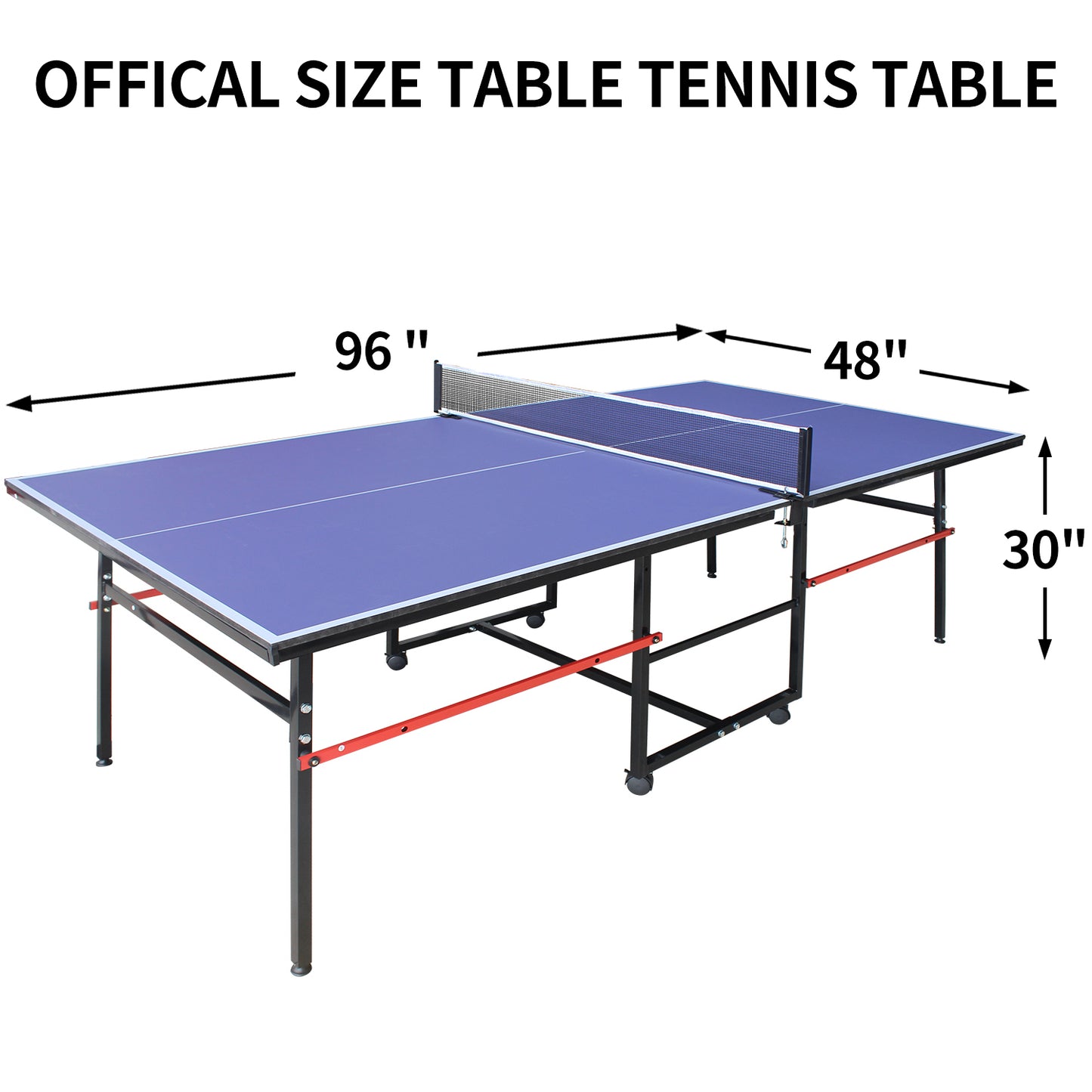 8ft Foldable Mid-Size Table Tennis Table Set for Indoor/Outdoor Use with Net, 2 Paddles, 3 Balls – Portable Blue