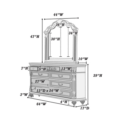 Elegant Antique Cherry & Walnut Dresser with Mirror - Timeless Storage Solution for Your Bedroom