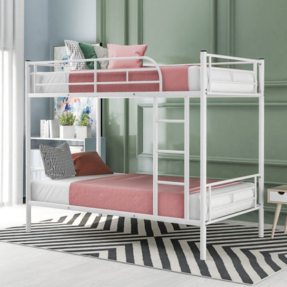 Stylish White Twin Over Twin Metal Bunk Bed for Space-Saving Solutions