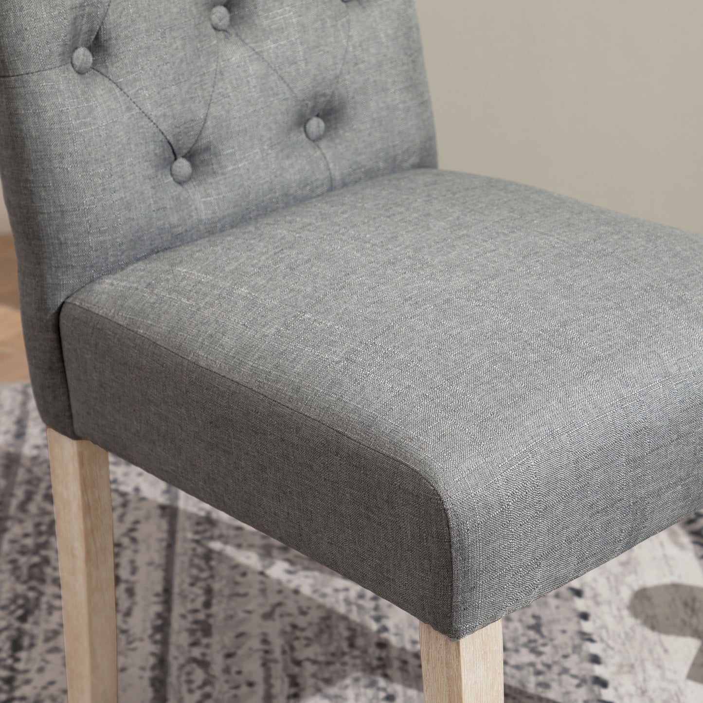 Round Dining Table With Tufted Chairs 5 Piece Set Gray