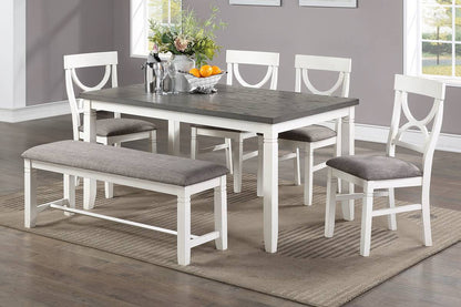 Six Piece Dining Set With 60 Inch Table And Chairs White
