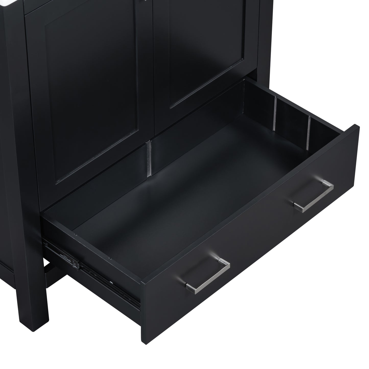 30-Inch Modern Black Bathroom Vanity with Single Sink and Soft-Close Doors, Stylish Storage Cabinet with Undermount Ceramic Basin, Durable Solid Wood Frame
