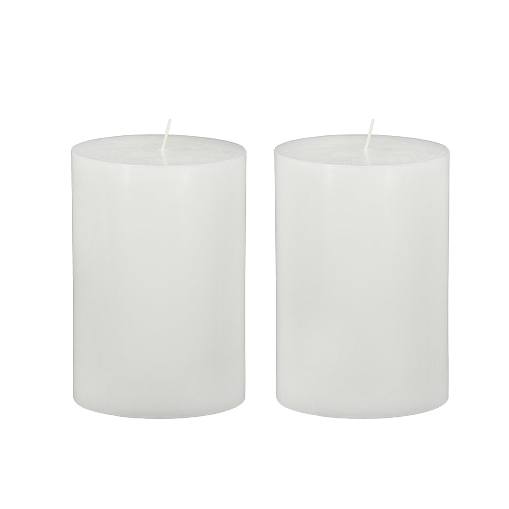 Set of 2 Unscented Soy Wax Pillar Candles, 4x6 Inch, Clean Burning, Cotton Wick White