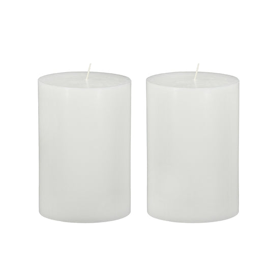 Set of 2 Unscented Soy Wax Pillar Candles, 4x6 Inch, Clean Burning, Cotton Wick White