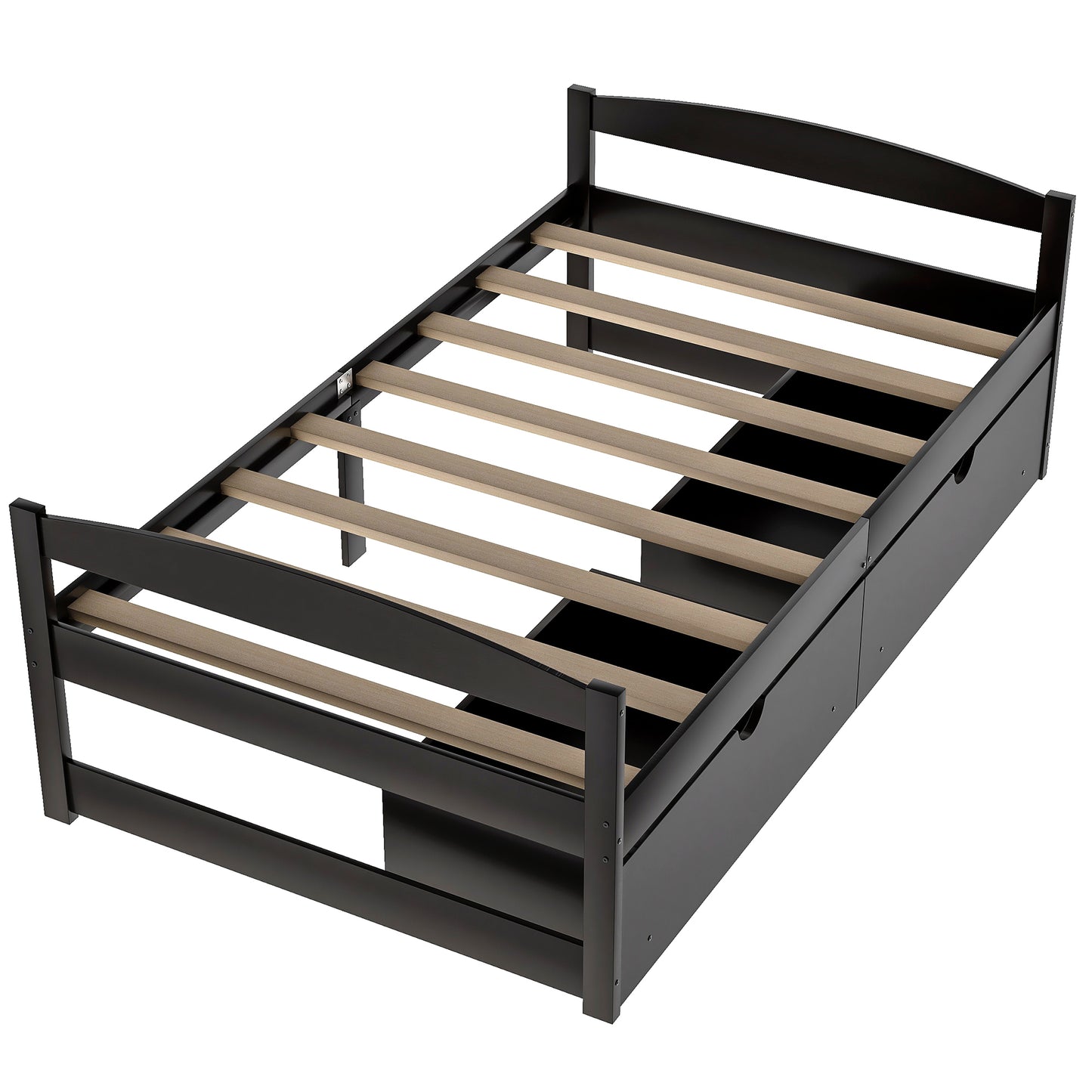 Espresso Twin Platform Bed with Dual Storage Drawers