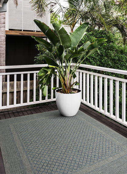 Rectangular Area Rug 5'3" x 7'6", High-Low Cut & Loop, Modern, Indoor/Outdoor, Polypropylene, Multi