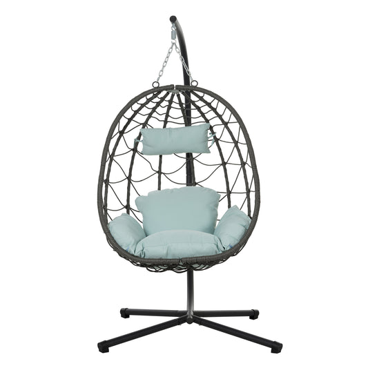 Egg Chair With Stand For Indoor Outdoor Patio Hanging Swing Chair For Bedroom Living Room Balcony Gray
