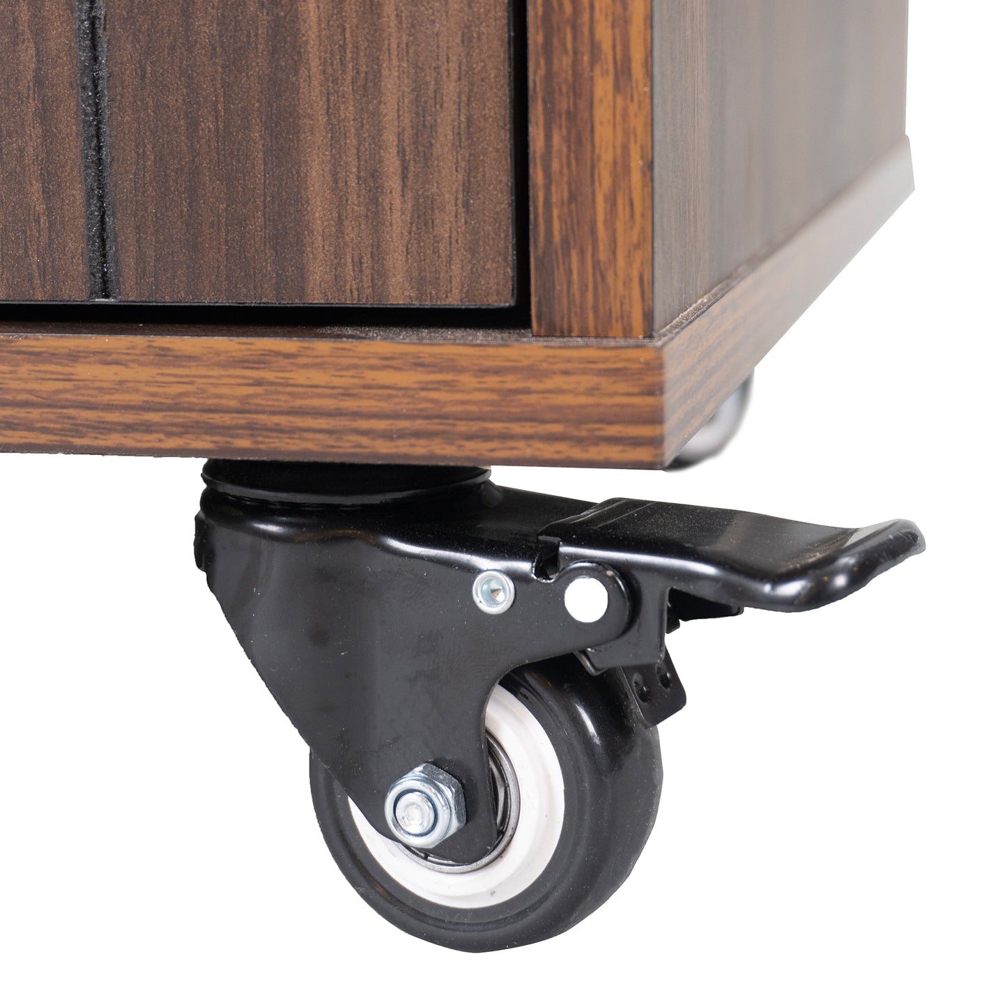 Walnut Brown Rolling Kitchen Island with Drop Leaf, Trash Can Storage, Spice & Towel Racks, and Adjustable Shelves