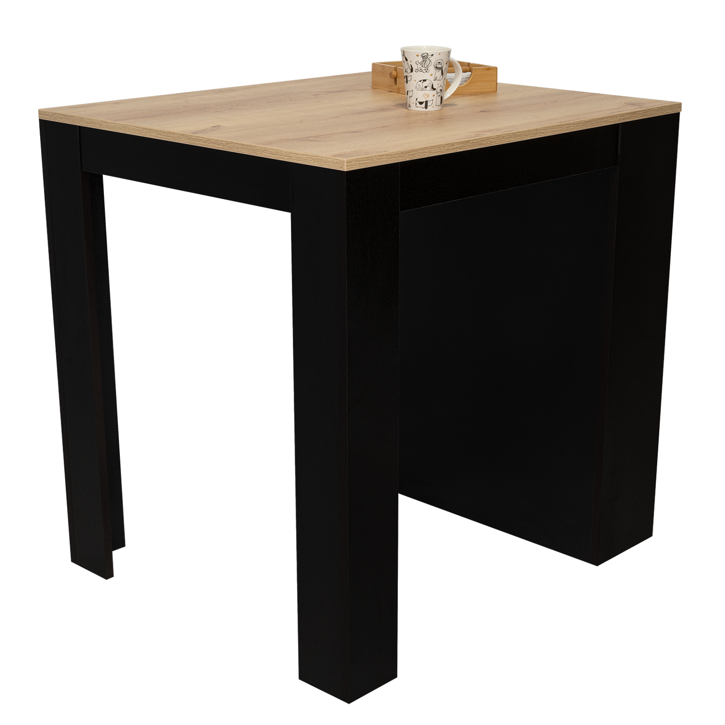 Multifunctional Kitchen Counter Table Shelves Pine Black
