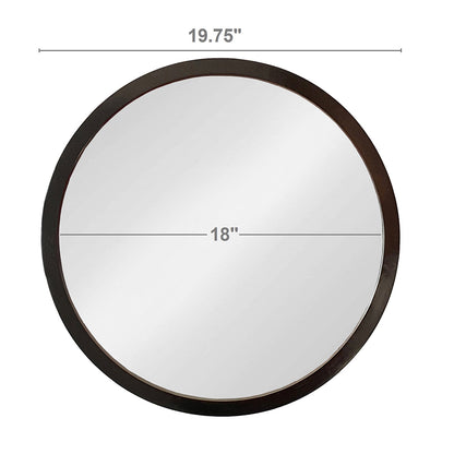 20" Round Black Wooden Frame Wall Mirror - Perfect for Living Room, Dining Area, Foyer, Bathroom, or Office Decor