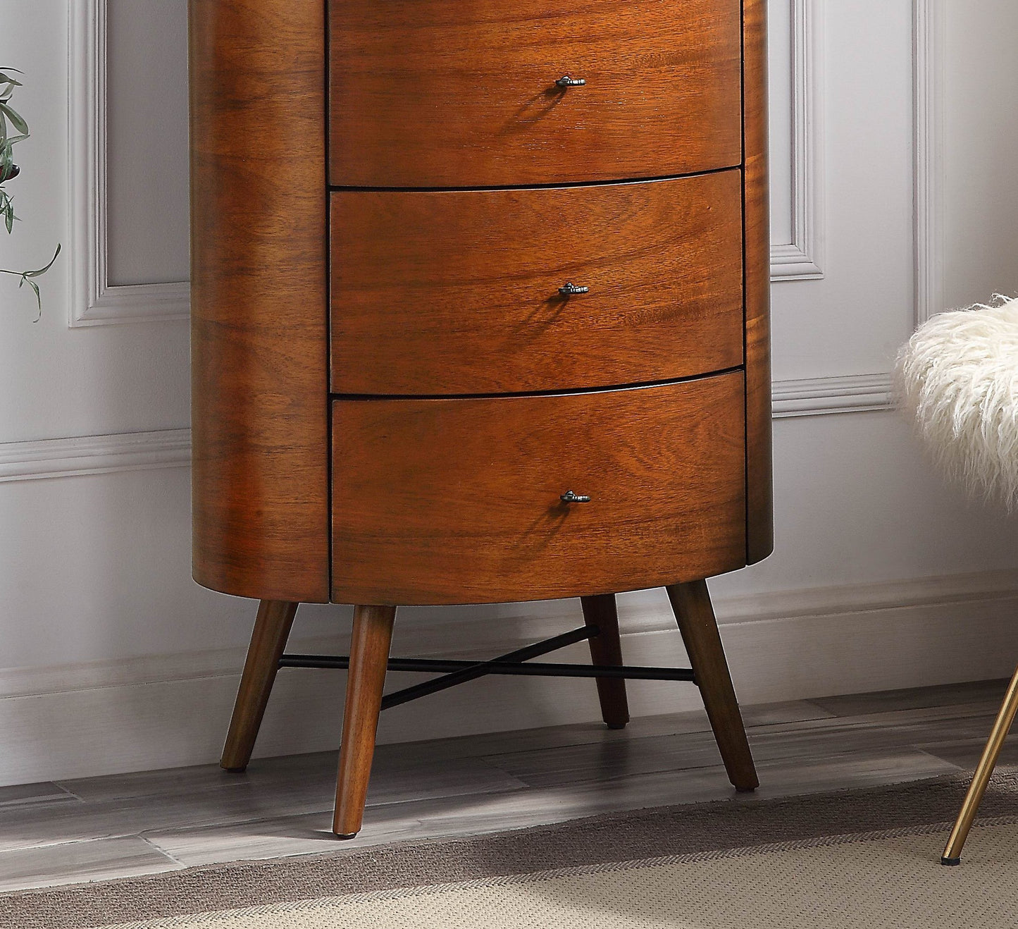 Elegant Walnut Chest of Drawers with Marble Top and Smooth Ball Bearing Glides