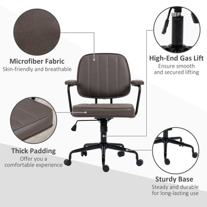Vinsetto Ergonomic Microfiber Desk Chair with Adjustable Height and Tilt, Light Brown