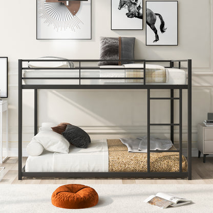 Stylish Black Full Over Full Metal Bunk Bed with Convenient Ladder