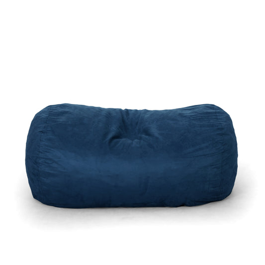 6.5 ft Cylindrical Bean Bag with Foam Fill, Removable Machine-Washable Microfiber Cover Midnight Blue
