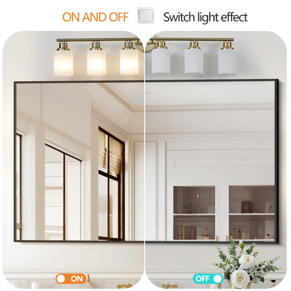 6-Light Vanity Light Bar for Bathrooms with Frosted Glass Shades, Contemporary Wall Mount, Golden