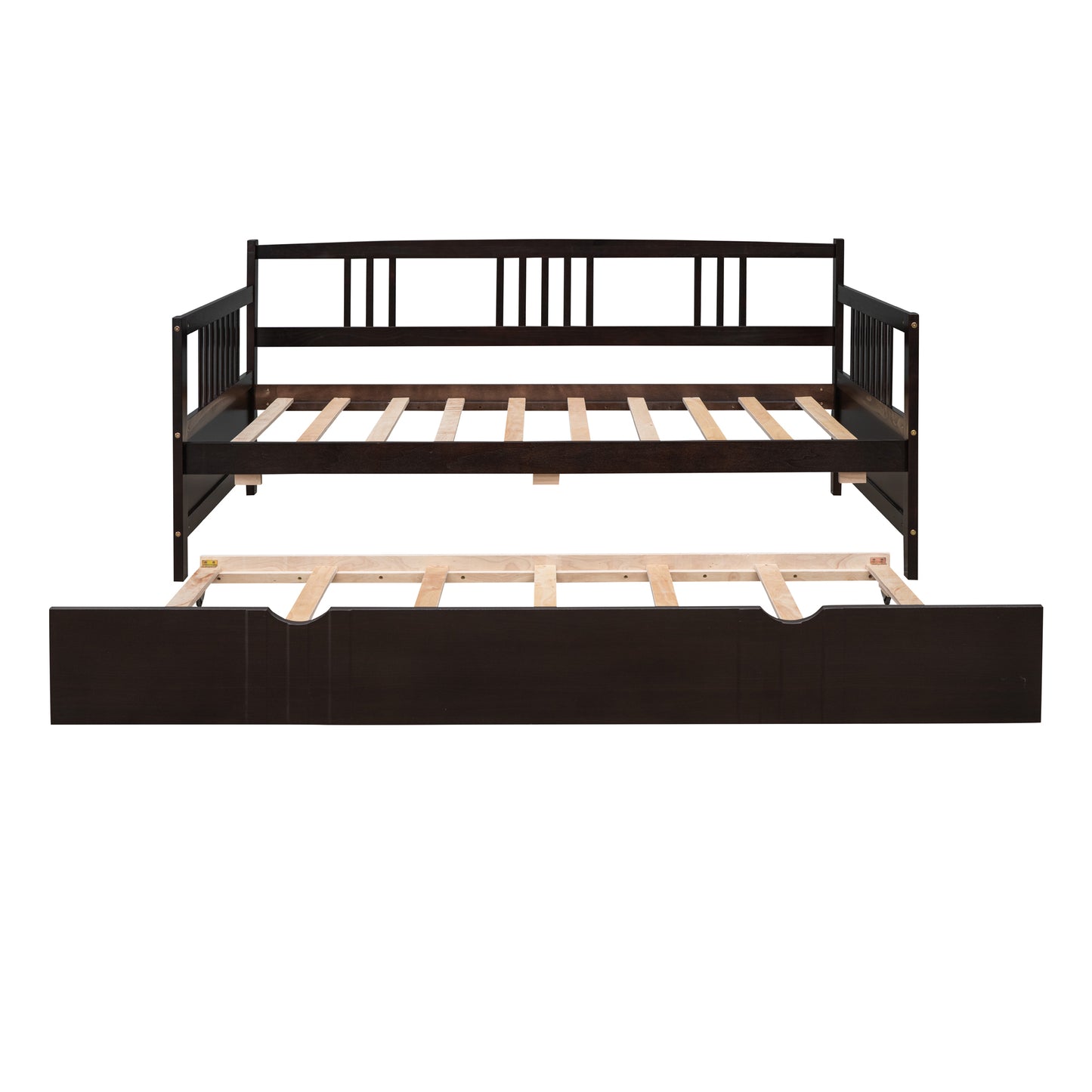 Espresso Twin Daybed with Trundle - Stylish Wood Frame for Space-Saving Comfort