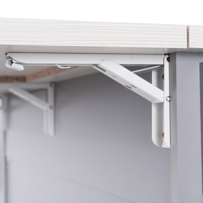 Grey Rolling Kitchen Island with Drop Leaf and Trash Can Storage, Spice Rack, Towel Rack, and Adjustable Shelves