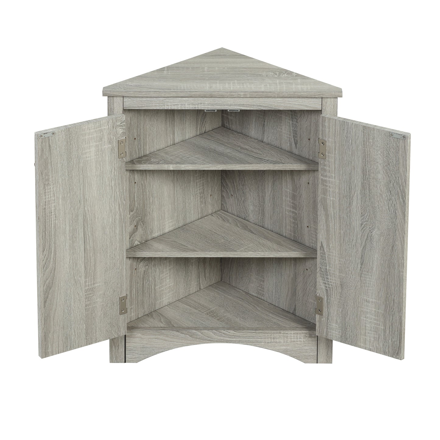 Stylish Oak Triangle Corner Storage Cabinet with Adjustable Shelves for Home and Kitchen Use