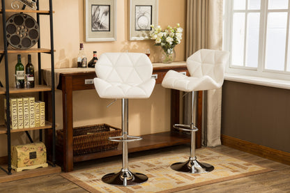 Glasgow Tufted Adjustable Height Bar Stools Set Of 2 White