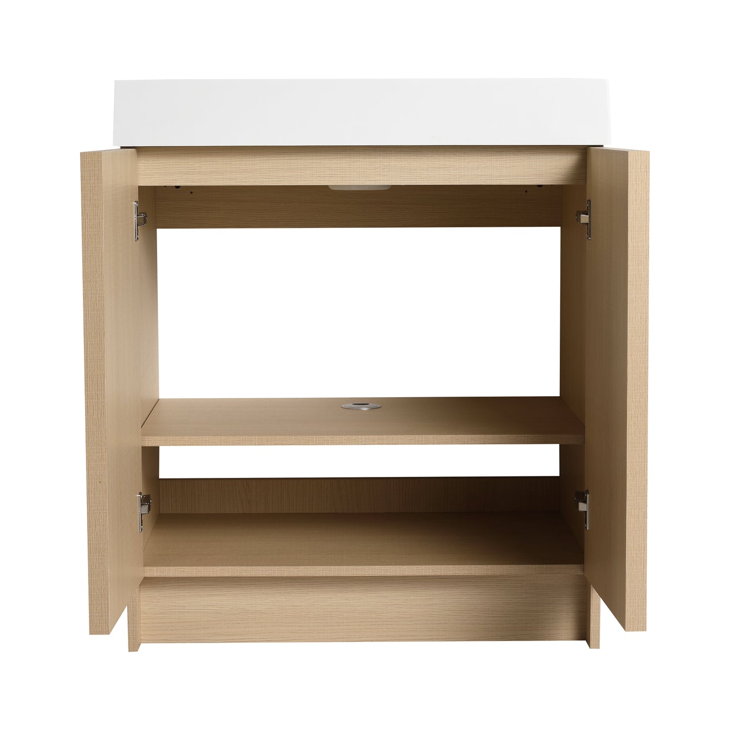 30-Inch Modern Freestanding Bathroom Vanity with Soft-Close Doors and Integrated Resin Sink