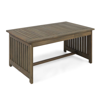 Acacia Wood Outdoor Rectangular Patio Coffee Table 40.00in L x 24.00in W x 18.25in H Grey