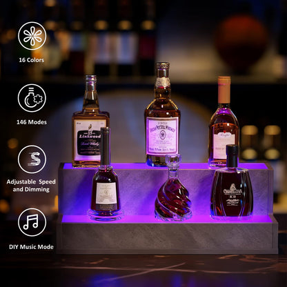 Illuminated 20 Inch Liquor Display Shelf Remote App Control