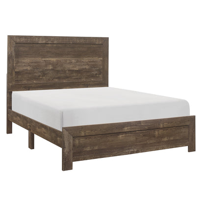 Rustic Charm Full Size Wooden Panel Bed with Brown Finish - Bed in a Box