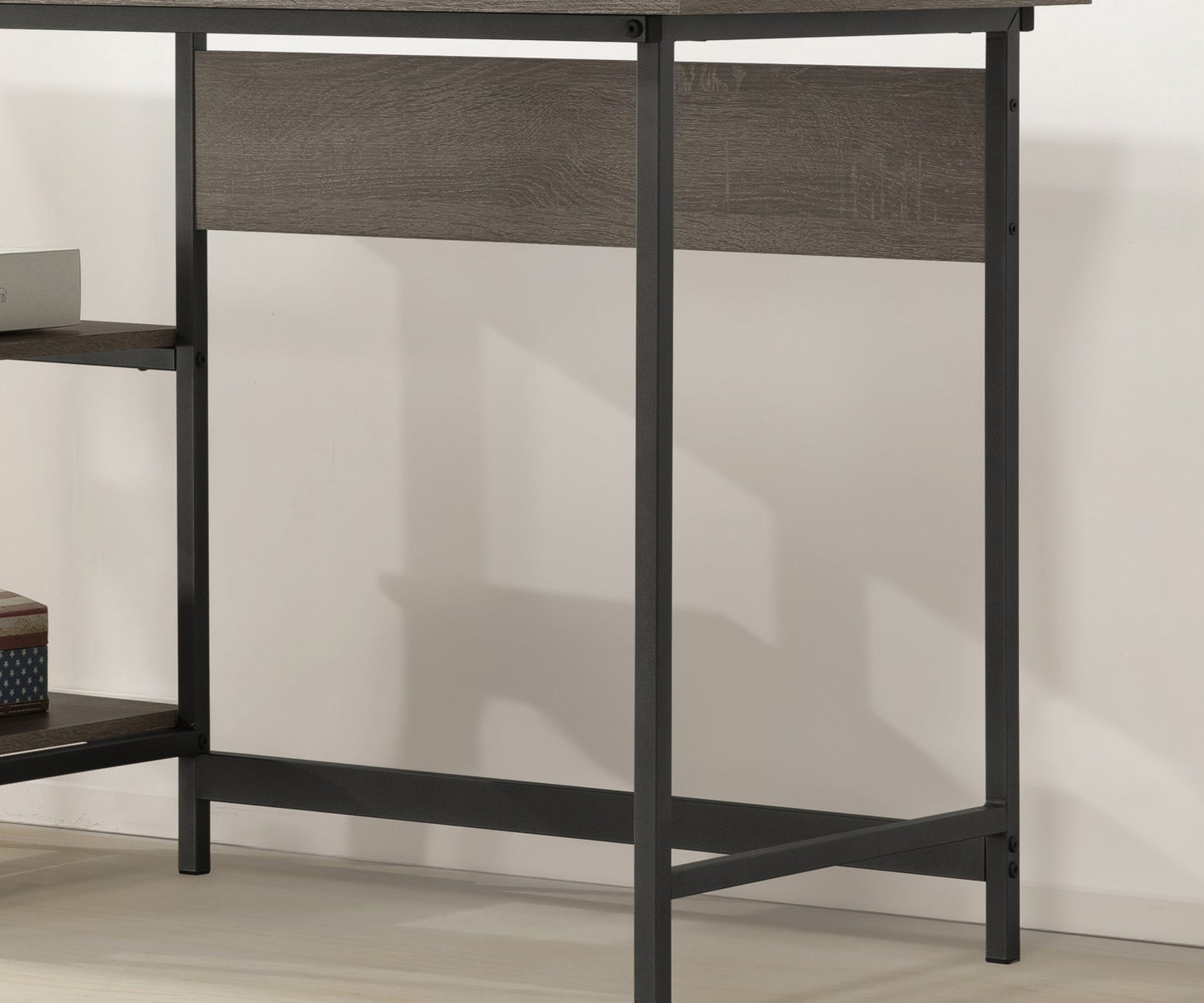 Rustic Gray Office Desk with Metal Accents